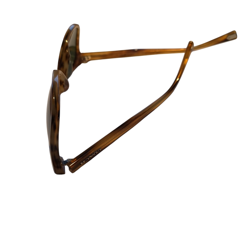 Coach Brown Tortoise Sunglasses with  Green Lenses And Case - Picture 4 of 6
